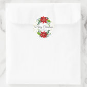 Poinsettia Floral Bouquet, Kerstmis Ronde Sticker (Tas)