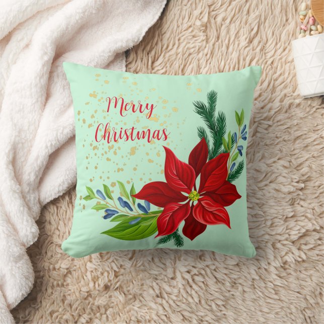 Poinsettia Floral Bouquet Kussen (Deken)