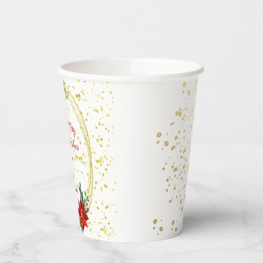 Poinsettia Floral Bouquet, prettige kerst Papieren Bekers (Links)