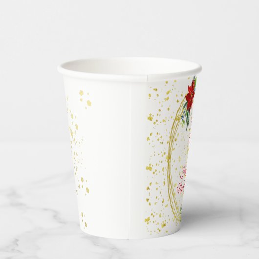 Poinsettia Floral Bouquet, prettige kerst Papieren Bekers (Rechts)