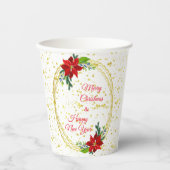 Poinsettia Floral Bouquet, prettige kerst Papieren Bekers (Voorkant)