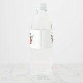 Poinsettia Floral Bouquet Waterfles Etiket (Achterkant)