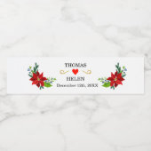 Poinsettia Floral Bouquet Waterfles Etiket (Enkel label)