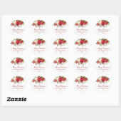 Poinsettia Floral Christmas Red Envelope Seal Ronde Sticker (Vel)