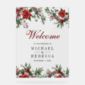 Poinsettia Floral Christmas Wedding Welcome Acryl Bord (Voorkant)