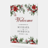 Poinsettia Floral Christmas Wedding Welcome Acryl Bord (Hoek)