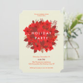 Poinsettia Floral Decor Holiday Party Uitnodiging (Staand voorkant)