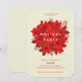 Poinsettia Floral Decor Holiday Party Uitnodiging (Voorkant / Achterkant)