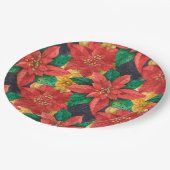 Poinsettia Floral Elegant Kerstfeestdag Papieren Bordje (Gekanteld)