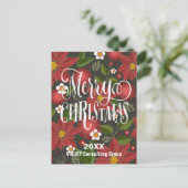 Poinsettia Floral Elegant Script Photo Business Briefkaart (Staand voorkant)