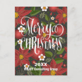 Poinsettia Floral Elegant Script Photo Business Briefkaart (Voorkant)