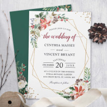 Poinsettia Floral Gold Geometric Lijst Wedding