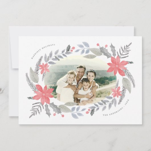 Poinsettia Floral handgetekende Holiday Garland Fo (Voorkant)