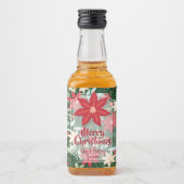 Poinsettia Floral Holiday, aangepast mini Likeurfles Etiket (Voorkant)