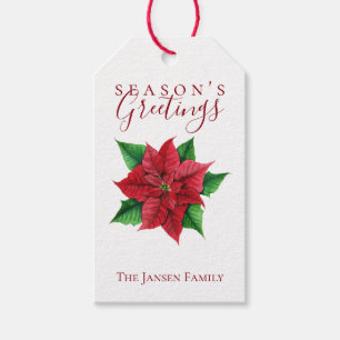 Poinsettia Floral Holiday Gift Labels Cadeaulabel
