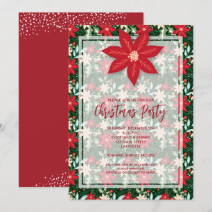 Poinsettia Floral Holiday Kerstuitnodigingen