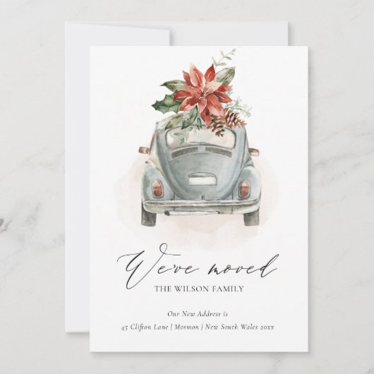 Poinsettia Floral kerstauto We hebben Kaart verpla (Voorkant)