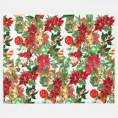 Poinsettia Floral kerstcollage Fleece Deken (Voorkant (Horizontaal))