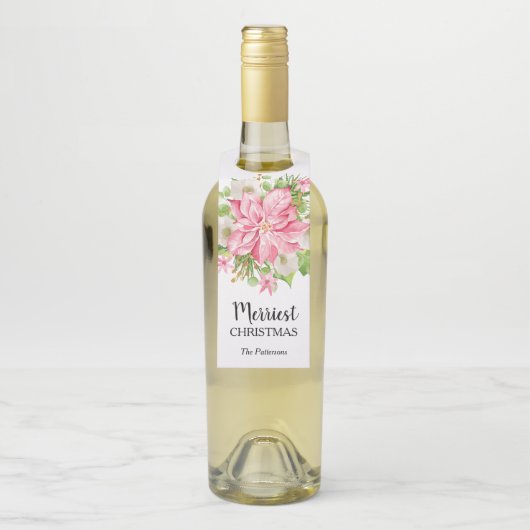 Poinsettia Floral kerstfeestdag Flessenhanger (Op fles)