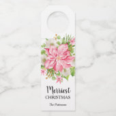 Poinsettia Floral kerstfeestdag Flessenhanger (Voorkant)