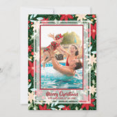 Poinsettia Floral kerstfoto Feestdagenkaart (Voorkant)