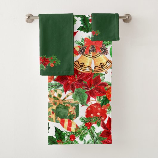 Poinsettia Floral Kerstmis Bad Handdoek (Insitu)