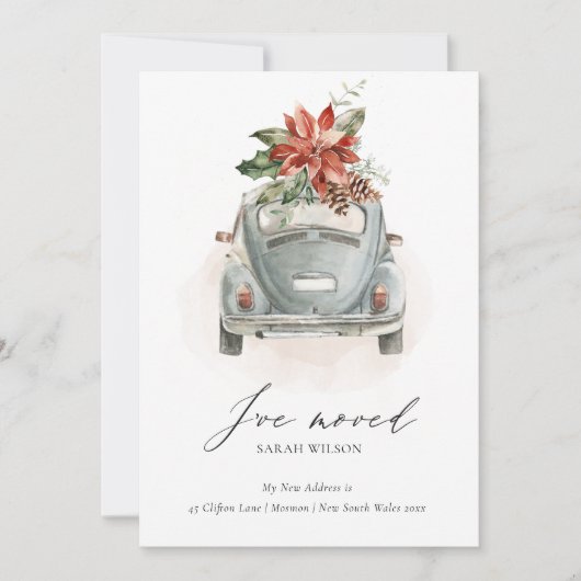 Poinsettia Floral Kerstmis Car Ik heb Kaart verpla (Voorkant)