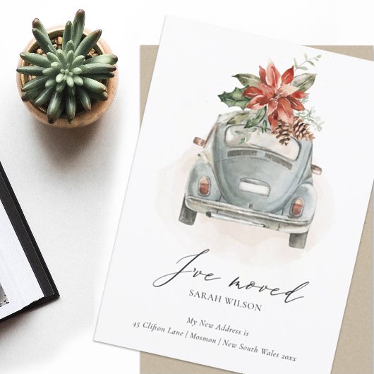 Poinsettia Floral Kerstmis Car Ik heb Kaart verpla