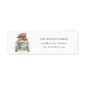 Poinsettia Floral Kerstmis - Eerste Kamer Adres Etiket (Voorkant)