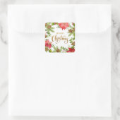 Poinsettia Floral Kerstmis | FEESTDAGEN Vierkante Sticker (Tas)