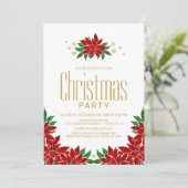 Poinsettia Floral kerstparty Kaart (Staand voorkant)