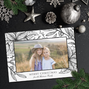 Poinsettia Floral Lijst   Horizontale foto Feestdagenkaart