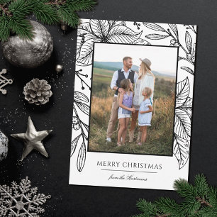 Poinsettia Floral Lijst   Verticale foto Feestdagenkaart