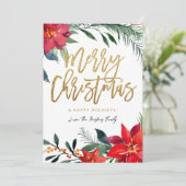 Poinsettia Floral Merry Kerstmis (Staand voorkant)