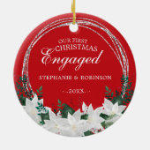 Poinsettia Floral ons eerste kerstfeest Keramisch Ornament (Achterkant)