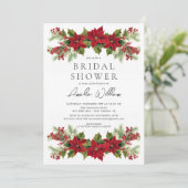 Poinsettia Floral Vrijgezellenfeest Kaart (Staand voorkant)