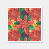 Poinsettia Floral Waterverf Kerstmis Servet (Voorkant)