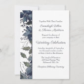 Poinsettia Floral Wedding | Navy Blue Kaart (Voorkant)