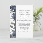 Poinsettia Floral Wedding | Navy Blue Kaart (Staand voorkant)