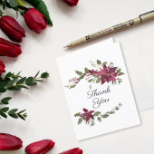 Poinsettia Floral Wedding | Scarlet Red Bedankkaart