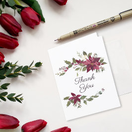 Poinsettia Floral Wedding | Scarlet Red Bedankkaart