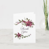 Poinsettia Floral Wedding | Scarlet Red Bedankkaart (Voorkant)