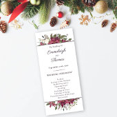 Poinsettia Floral Wedding | Scarlet Red Programmakaart