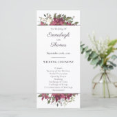 Poinsettia Floral Wedding | Scarlet Red Programmakaart (Staand voorkant)