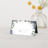 Poinsettia Florals Bruiloft | marineblauw Plaatskaartje (Voorkant)