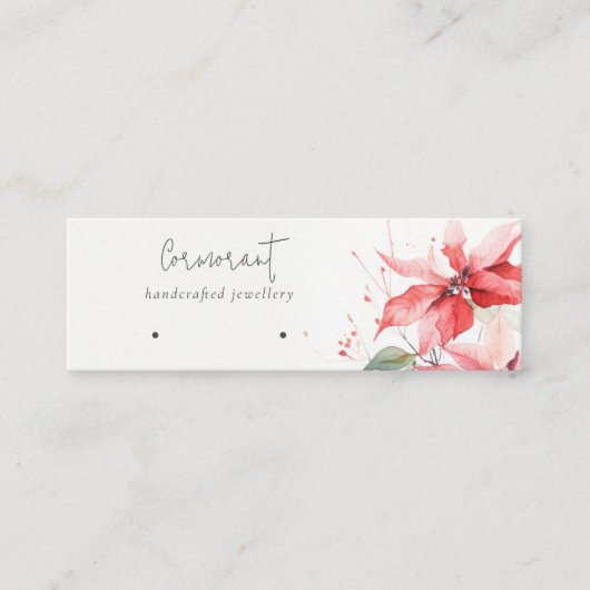 Poinsettia Florals Kerst Hoops Stud Holder Mini Visitekaartje (Voorkant)