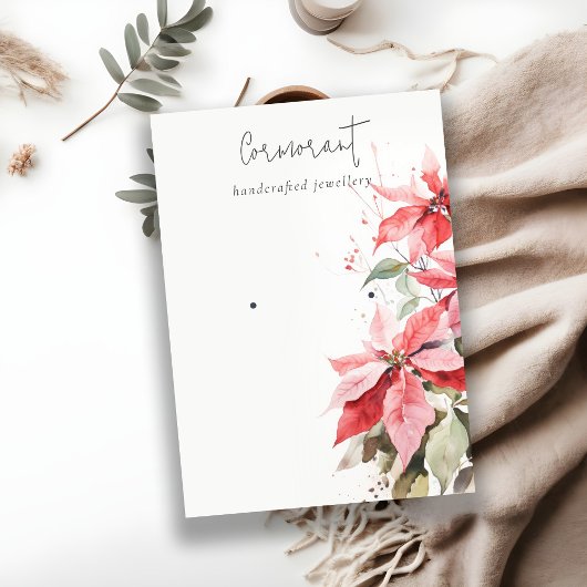 Poinsettia Florals Kerst Oorbel Stud Houder Visitekaartje