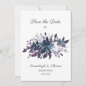 Poinsettia Florals Save the Date | Moody Blue (Voorkant)