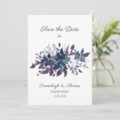 Poinsettia Florals Save the Date | Moody Blue (Staand voorkant)
