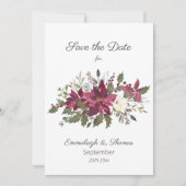 Poinsettia Florals Save the Date | Scarlet Red (Voorkant)